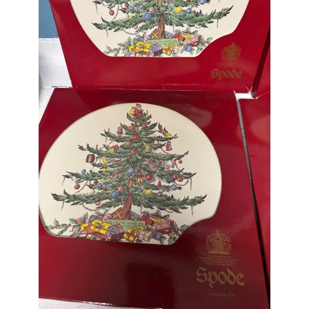Spode Christmas Tree Acrylic Casserole Stand Trivet Set of 4 Made in England 920